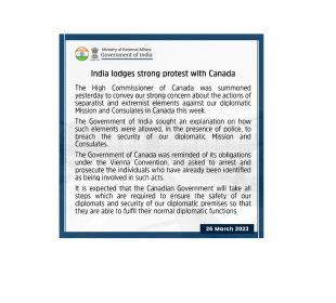 India Summons Canadian Envoy Over Khalistan Protests, Seeks Explanation