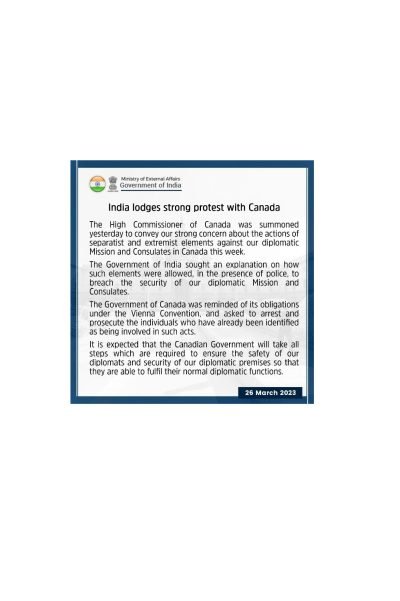 India Summons Canadian Envoy Over Khalistan Protests, Seeks Explanation